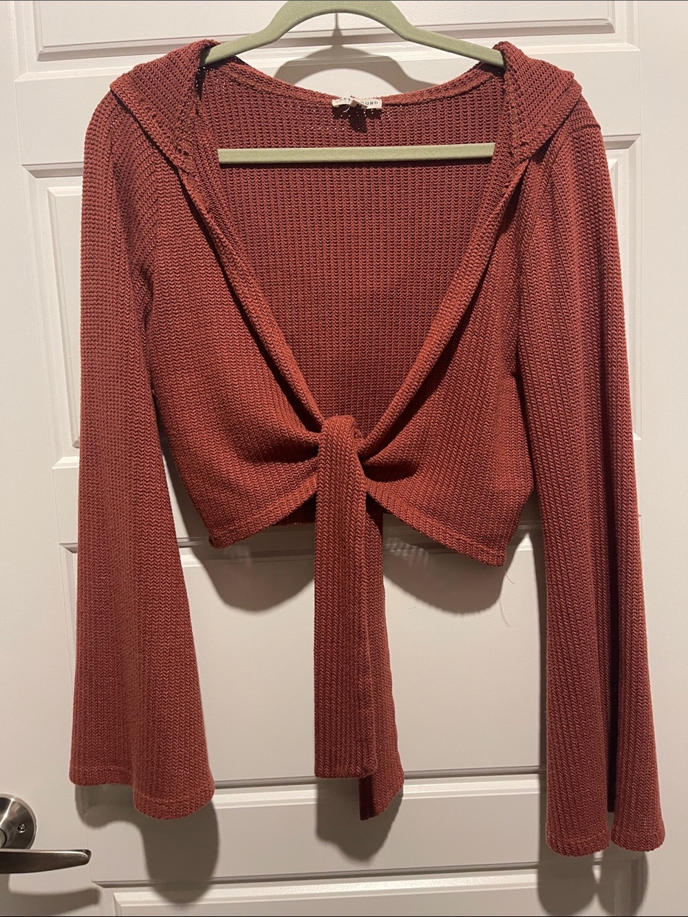 EARTHBOUND Rust Tie-Front Hooded Crop Top